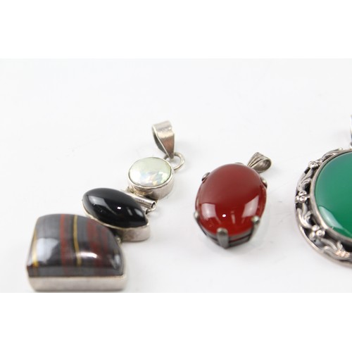 227 - SIX STERLING SILVER GEMSTONE PENDANTS (6) Weight: 67gms