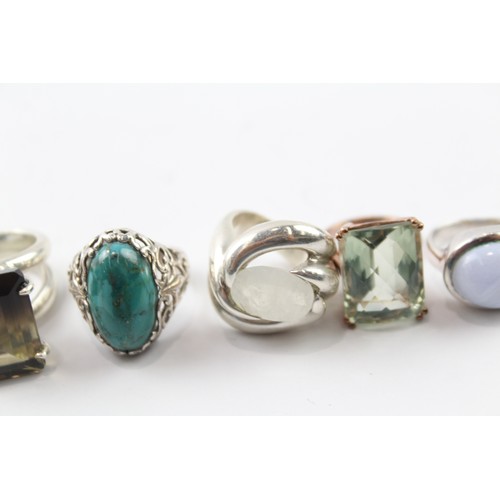 229 - A COLLECTION OF SILVER GEMSTONE COCKTAIL RINGS (5) Weight: 54gms