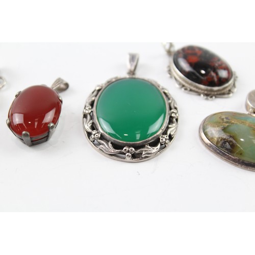 227 - SIX STERLING SILVER GEMSTONE PENDANTS (6) Weight: 67gms