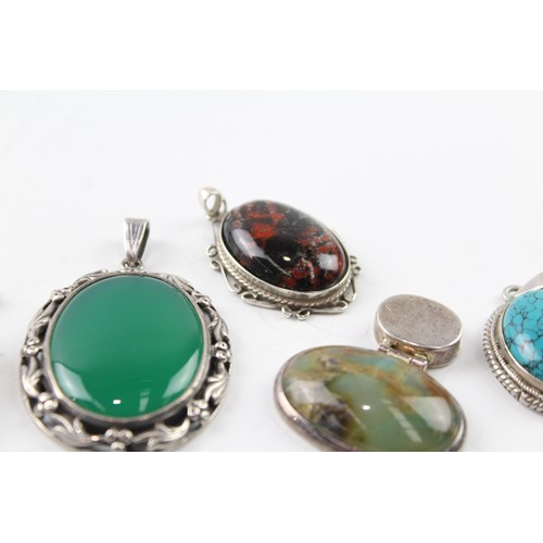 227 - SIX STERLING SILVER GEMSTONE PENDANTS (6) Weight: 67gms