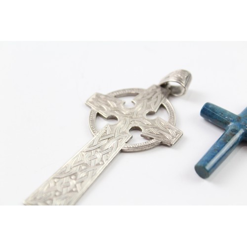 238 - THREE ANTIQUE SILVER CROSS PENDANTS (3)