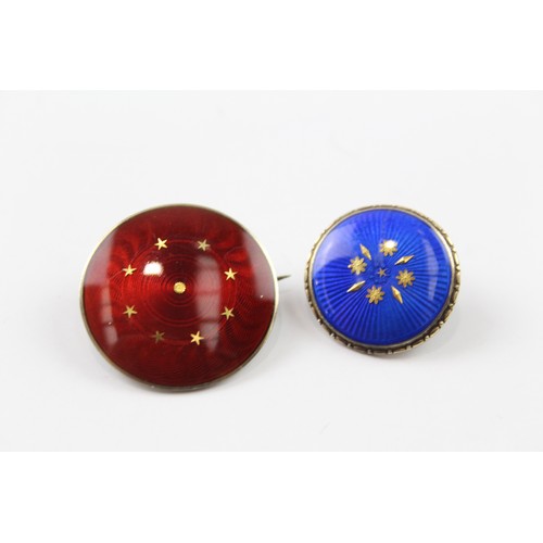 243 - TWO OF STERLING SILVER NILS ERIK ELVIK BROOCHES, ENAMEL (2) Weight: 9gms