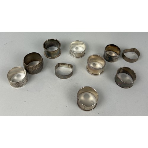 267 - A COLLECTION OF SILVER NAPKIN RINGS (10) Total weight: 214gms