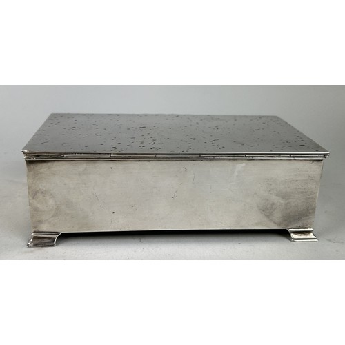 280 - A SILVER CIGARETTE BOX With aesthetic mottled patina. 18cm x 9.5cm x 6cm