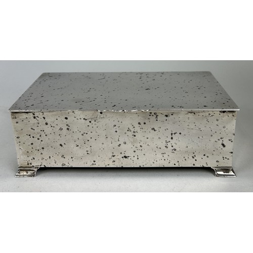 280 - A SILVER CIGARETTE BOX With aesthetic mottled patina. 18cm x 9.5cm x 6cm