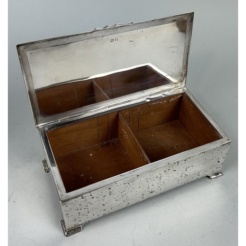 280 - A SILVER CIGARETTE BOX With aesthetic mottled patina. 18cm x 9.5cm x 6cm