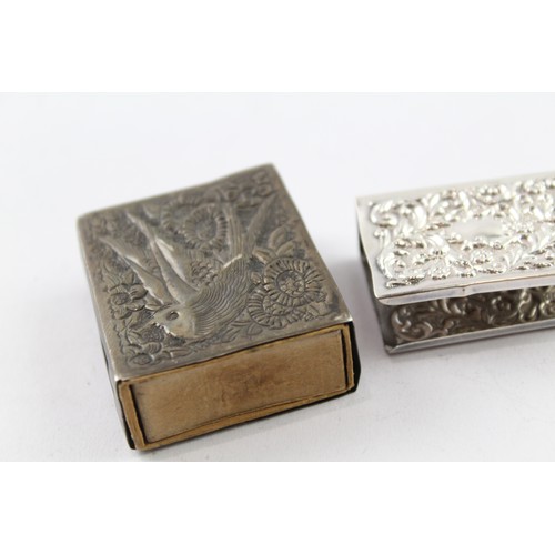 321 - FIVE .800 AND .925 STERLING SILVER TOBACCIANA INCLUDING CHEROOT CASES AND MATCHBOX CASES

Weight: 48... 