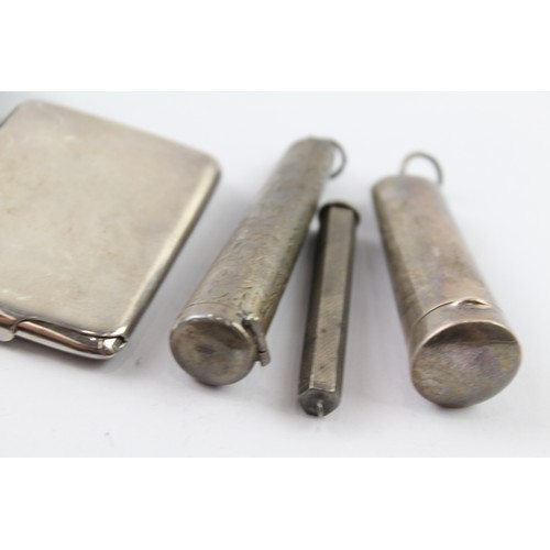 326 - FIVE STERING SILVER TOBACCIANA INCLUDING MATCHBOOK CASES AND CHEROOT CASES (5)