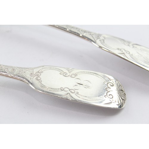 330 - TWO .925 STERLING SILVER GEORGIAN SERVING SPOONS

Weight: 148gms