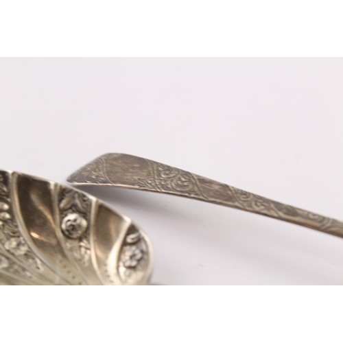 367 - A PAIR OF .925 STERLING SILVER GEORGIAN SERVING SPOONS