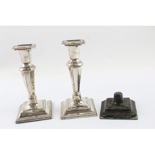 366 - A PAIR OF VINTAGE .925 STERLING SILVER FILLED CANDLESTICKS