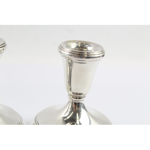 373 - A PAIR OF VINTAGE .925 STERLING SILVER FILLED SQUAT CANDLESTICKS