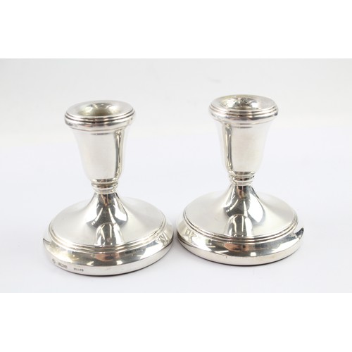 373 - A PAIR OF VINTAGE .925 STERLING SILVER FILLED SQUAT CANDLESTICKS