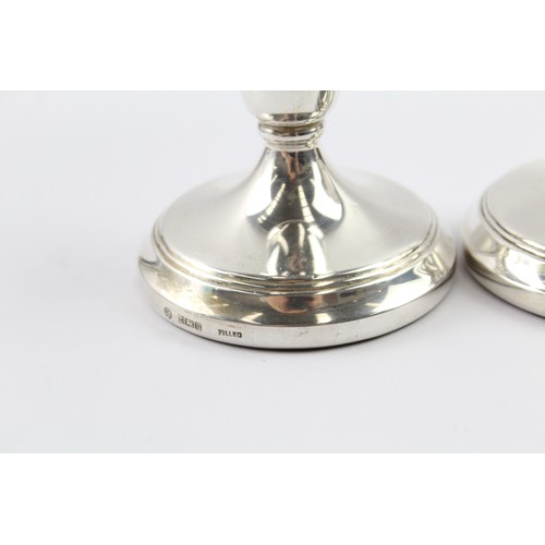 373 - A PAIR OF VINTAGE .925 STERLING SILVER FILLED SQUAT CANDLESTICKS