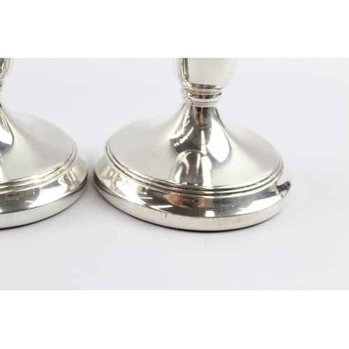 373 - A PAIR OF VINTAGE .925 STERLING SILVER FILLED SQUAT CANDLESTICKS