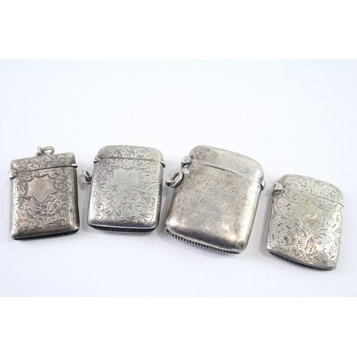 383 - FOUR .925 STERLING SILVER VESTA/ MATCH VASES INCLUDING VICTORIAN, EDWARDIAN

Weight: 76gms