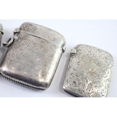 383 - FOUR .925 STERLING SILVER VESTA/ MATCH VASES INCLUDING VICTORIAN, EDWARDIAN

Weight: 76gms