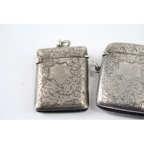 383 - FOUR .925 STERLING SILVER VESTA/ MATCH VASES INCLUDING VICTORIAN, EDWARDIAN

Weight: 76gms