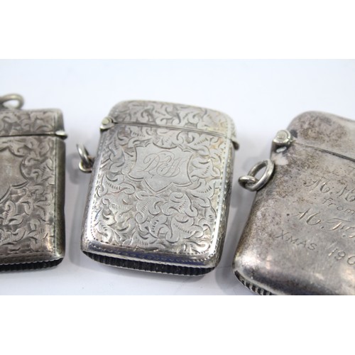 383 - FOUR .925 STERLING SILVER VESTA/ MATCH VASES INCLUDING VICTORIAN, EDWARDIAN

Weight: 76gms