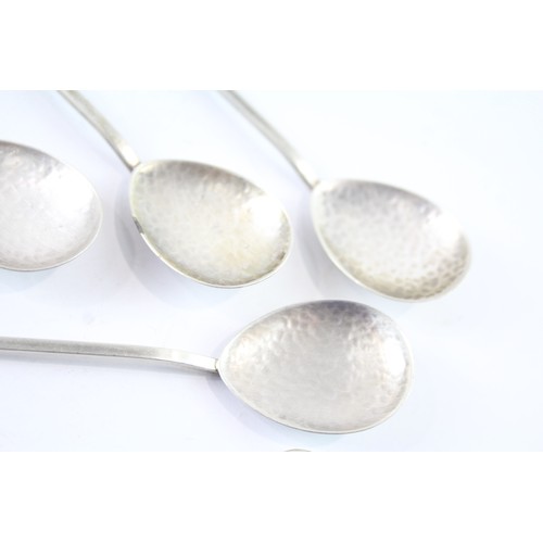 402 - SIX .925 STERLING SILVER ARTS AND CRAFTS HAMMERED TEASPOONS Weight: 59gms