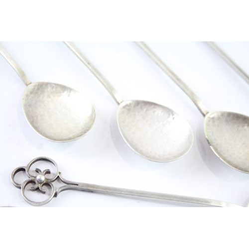 402 - SIX .925 STERLING SILVER ARTS AND CRAFTS HAMMERED TEASPOONS Weight: 59gms