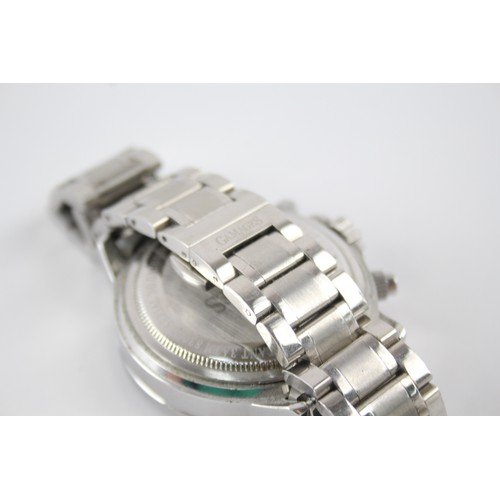 424 - A MENS GAMAGES TRIPLE CALENDAR STAINLESS STEAL WATCH AUTOMATIC In working order