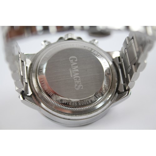 424 - A MENS GAMAGES TRIPLE CALENDAR STAINLESS STEAL WATCH AUTOMATIC In working order