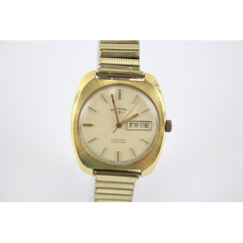 431 - A MEN'S VINTAGE ROTARY GOLD TONE WATCH Automatic In working order