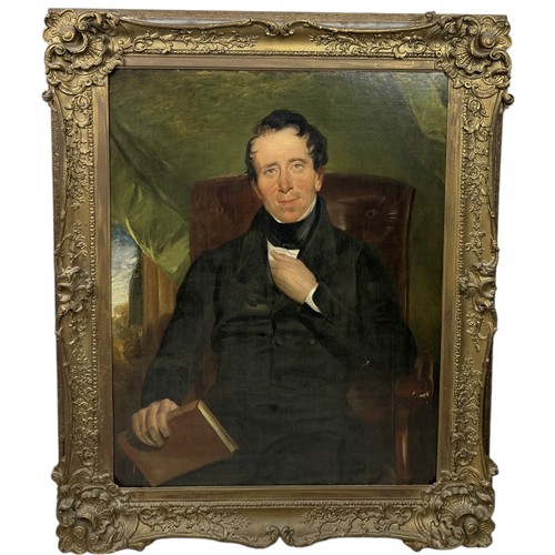 451 - A LARGE VICTORIAN OIL PAINTING ON CANVAS DEPICTING A RELATIVE OF CAPTAIN JAMES MUDDLE 95cm x 71cm Mo... 