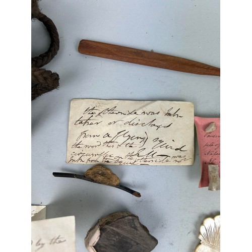 473 - A COLLECTION OF CURIOSITIES COLLECTED BY CAPTAIN JAMES MUDDLE TO INCLUDE HANDWRITTEN LABELS: Porphyr... 