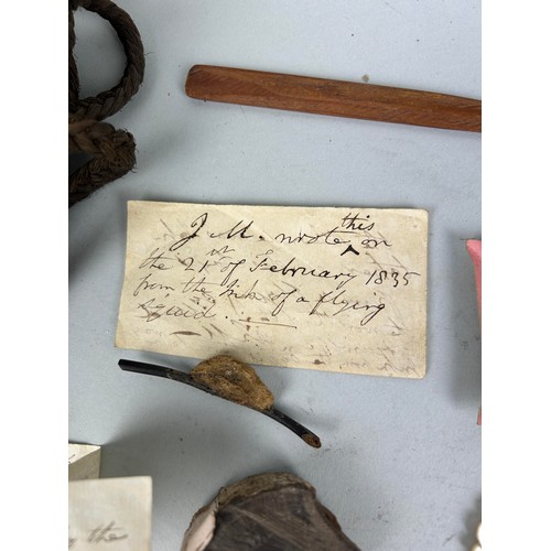 473 - A COLLECTION OF CURIOSITIES COLLECTED BY CAPTAIN JAMES MUDDLE TO INCLUDE HANDWRITTEN LABELS: Porphyr... 