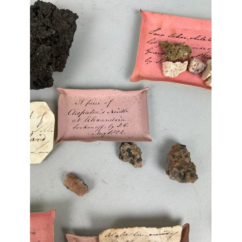 473 - A COLLECTION OF CURIOSITIES COLLECTED BY CAPTAIN JAMES MUDDLE TO INCLUDE HANDWRITTEN LABELS: Porphyr... 