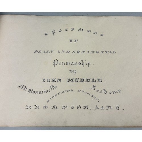 480 - A VICTORIAN ALBUM CONTAINING SPECIMENS OF PLAIN AND ORNAMENTAL PENMANSHIP BY JOHN MUDDLE Relative of... 