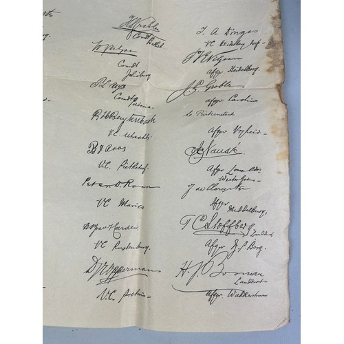 482 - BOER WAR INTEREST: A COPY OF THE BOER SIGNATURES WHO SIGNED AT THE PEACE CONFERENCE IN SOUTH AFRICA ... 