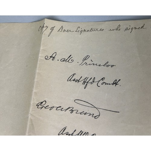 482 - BOER WAR INTEREST: A COPY OF THE BOER SIGNATURES WHO SIGNED AT THE PEACE CONFERENCE IN SOUTH AFRICA ... 