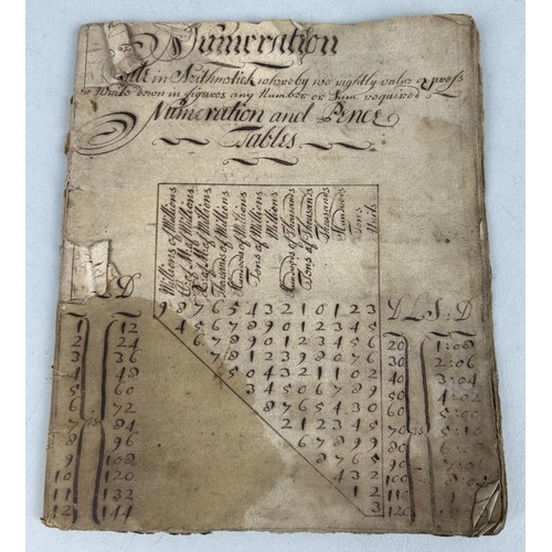 481 - AN EARLY 18TH CENTURY BOOK OF NUMERATION AND ARITHMETIC BELONGING TO ALICE AUSTEN, RELATIVE OF CAPTA... 