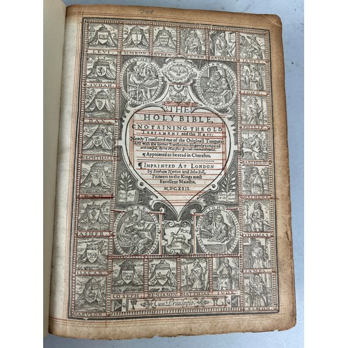 506 - THE HOLY BIBLE CONTAINING THE OLD TESTAMENT AND THE NEW BY BONHAM NORTON AND JOHN BILL 1622, 19TH CE... 