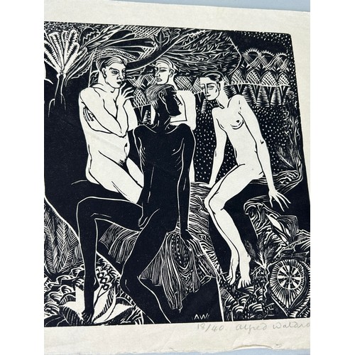 514 - ALFRED WALDRON (B.1912) TWO WOODCUTS 'HUSBANDS AND WIVES' One signed in pencil, titled, limited edit... 