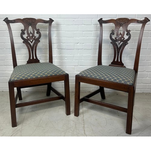 1079A - A PAIR OF CHIPPENDALE DESIGN MAHOGANY SIDE CHAIRS POSSIBLY 18TH CENTURY, 

97cm x 54cm x 45cm