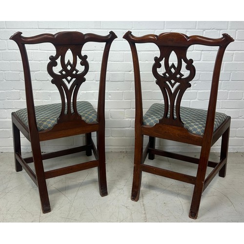 1079A - A PAIR OF CHIPPENDALE DESIGN MAHOGANY SIDE CHAIRS POSSIBLY 18TH CENTURY, 

97cm x 54cm x 45cm