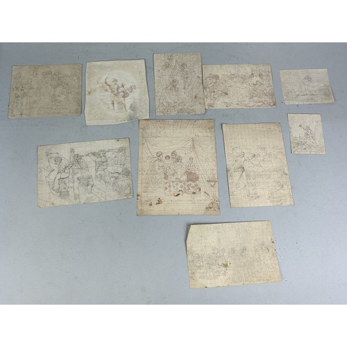 533 - A COLLECTION OF TEN UNATTRIBUTED OLD MASTER STYLE DRAWINGS ON PAPER Largest 20cm x 16cm Some waterma... 