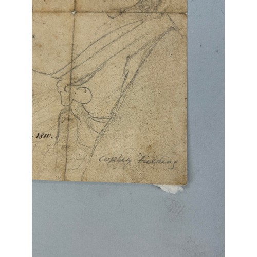 544 - ATTRIBUTED TO ANTHONY VANDYKE COPLEY FIELDING (BRITISH 1787-1855): A PENCIL SKETCH POSSIBLY A SELF P... 