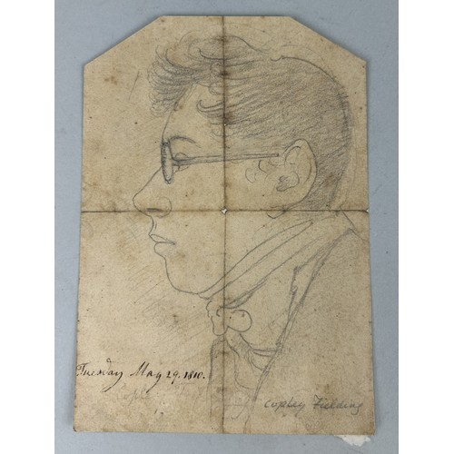 544 - ATTRIBUTED TO ANTHONY VANDYKE COPLEY FIELDING (BRITISH 1787-1855): A PENCIL SKETCH POSSIBLY A SELF P... 