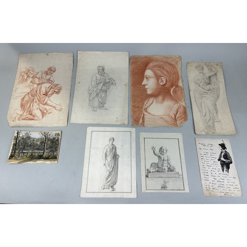 546 - A COLLECTION OF EIGHT DRAWINGS, MOSTLY OLD MASTER STYLE SOME POSSIBLY 18TH CENTURY Including an unus... 