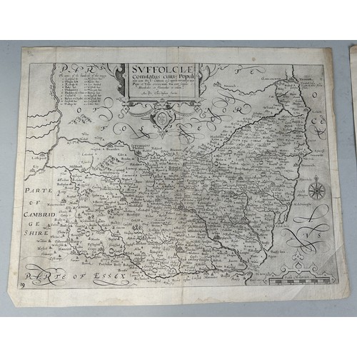 554 - A PAIR OF ANTIQUE MAPS, BERKSHIRE AND ESSEX, ONE BY CHRISTOPHER SAXTON Largest 39cm x 32cm