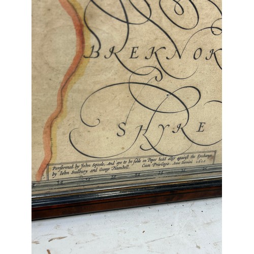 578 - JOHN SPEED (C. 1551 - 1629): A COUNTY MAP OF CARDIGAN SHIRE Framed and glazed. 53 x 40 cm