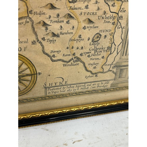 579 - JOHN SPEED (C. 1551 - 1629): A COUNTY MAP OF HERTFORDSHIRE Framed and glazed. 53 x 40 cm