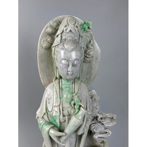 599 - A LARGE CHINESE JADE FIGURE OF THE GUANYIN 63cm H