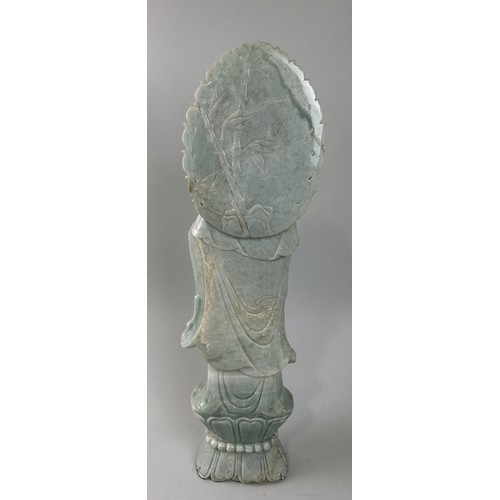 599A - A LARGE CHINESE JADE FIGURE OF THE GUANYIN 63cm H