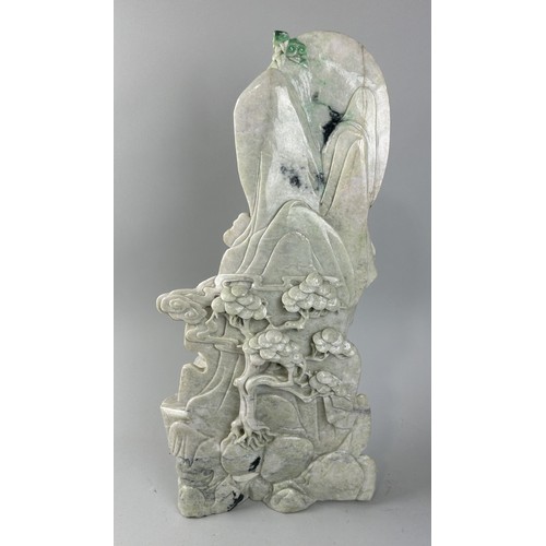 599 - A LARGE CHINESE JADE FIGURE OF THE GUANYIN 63cm H